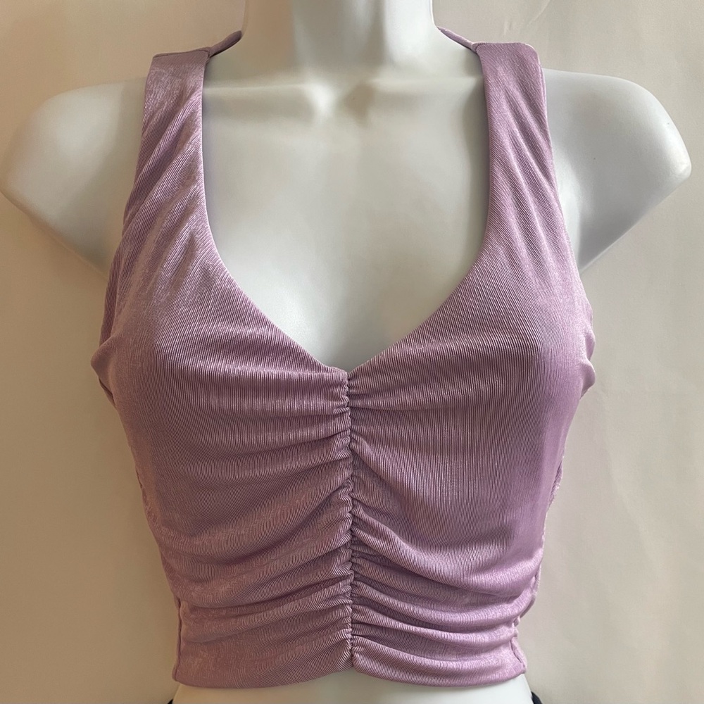 N By Naked Wardrobe Shirred Crop Top Lavender Size Small